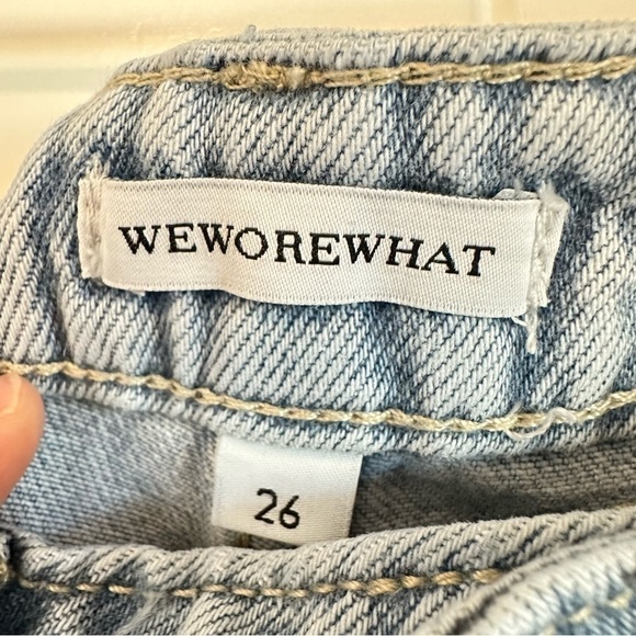 NWT WeWoreWhat slit hem jeans in real stiff denim retro vintage inspired chain - Picture 5 of 12